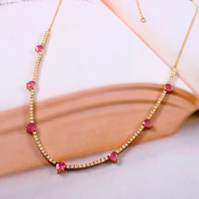 Load image into Gallery viewer, DIAMOND AND 14K YELLOW GOLD PINK SAPPHIRE HEART NECKLACE