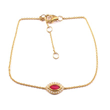Load image into Gallery viewer, DIAMOND AND 14K YELLOW GOLD WITH RUBY MARQUIS CHAIN BRACELET