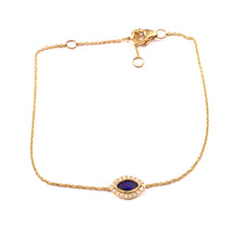 Load image into Gallery viewer, DIAMOND AND 14K YELLOW GOLD BLUE SAPPHIRE MARQUIS CHAIN BRACELET