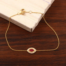 Load image into Gallery viewer, DIAMOND AND 14K YELLOW GOLD WITH RUBY MARQUIS CHAIN BRACELET