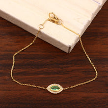 Load image into Gallery viewer, DIAMOND AND 14K YELLOW GOLD WITH EMERALD CHAIN BRACELET