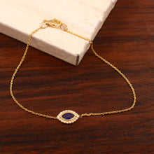 Load image into Gallery viewer, DIAMOND AND 14K YELLOW GOLD BLUE SAPPHIRE MARQUIS CHAIN BRACELET