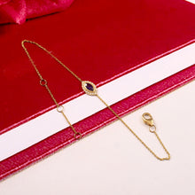 Load image into Gallery viewer, DIAMOND AND 14K YELLOW GOLD BLUE SAPPHIRE MARQUIS CHAIN BRACELET