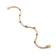 Load image into Gallery viewer, DIAMOND AND 14K YELLOW GOLD WITH BLUE SAPPHIRE BRACELET