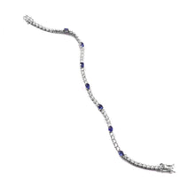 Load image into Gallery viewer, DIAMOND AND 14K WHITE GOLD WITH BLUE SAPPHIRE BRACELET