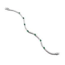 Load image into Gallery viewer, DIAMOND & 14K WHITE GOLD WITH EMERALD BRACELET