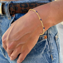 Load image into Gallery viewer, DIAMOND AND 14K YELLOW GOLD WITH BLUE SAPPHIRE BRACELET