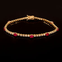 Load image into Gallery viewer, DIAMOND AND 14K YELLOW GOLD WITH RUBY BRACELET