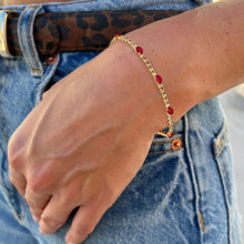 Load image into Gallery viewer, DIAMOND AND 14K YELLOW GOLD WITH RUBY BRACELET