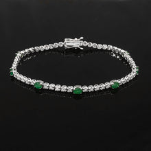 Load image into Gallery viewer, DIAMOND & 14K WHITE GOLD WITH EMERALD BRACELET