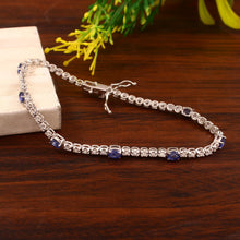 Load image into Gallery viewer, DIAMOND AND 14K WHITE GOLD WITH BLUE SAPPHIRE BRACELET