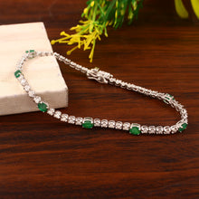 Load image into Gallery viewer, DIAMOND & 14K WHITE GOLD WITH EMERALD BRACELET
