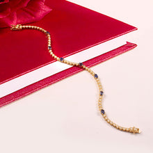 Load image into Gallery viewer, DIAMOND AND 14K YELLOW GOLD WITH BLUE SAPPHIRE BRACELET