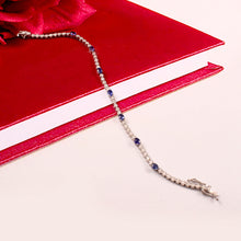 Load image into Gallery viewer, DIAMOND AND 14K WHITE GOLD WITH BLUE SAPPHIRE BRACELET