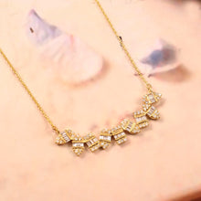 Load image into Gallery viewer, DIAMOND AND DIAMOND BAGUETTE & 14K YELLOW GOLD NECKLACE