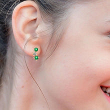 Load image into Gallery viewer, DIAMOND AND 14K YELLOW GOLD WITH EMERALD SMALL STUDS