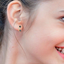 Load image into Gallery viewer, DIAMOND AND 14K YELLOW GOLD WITH BLUE SAPPHIRE SMALL STUDS