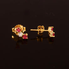 Load image into Gallery viewer, DIAMOND AND 14K YELLOW GOLD WITH RUBY SMALL STUDS