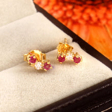 Load image into Gallery viewer, DIAMOND AND 14K YELLOW GOLD WITH RUBY SMALL STUDS
