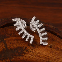Load image into Gallery viewer, 0.25 CT DIAMOND AND BAGUETTE 14K WHITE GOLD EARRING
