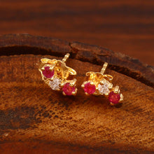 Load image into Gallery viewer, DIAMOND AND 14K YELLOW GOLD WITH RUBY SMALL STUDS