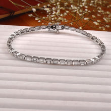 Load image into Gallery viewer, 4.10 CT LAB DIAMOND 14K YELLOW & WHITE GOLD BEZEL SETTING TENNIS BRACELET