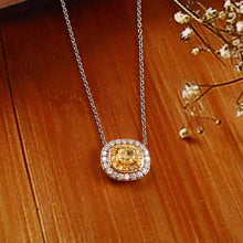 Load image into Gallery viewer, 0.75 CT DIAMOND YELLOW CUSHION SHAPE 14K WHITE GOLD CHAIN NECKLACE