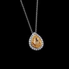 Load image into Gallery viewer, 0.60 CT WHITE AND YELLOW PEAR SHAPE DIAMOND 14K WHITE GOLD CHAIN NECKLACE