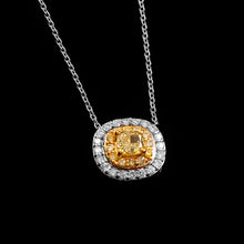 Load image into Gallery viewer, 0.75 CT DIAMOND YELLOW CUSHION SHAPE 14K WHITE GOLD CHAIN NECKLACE