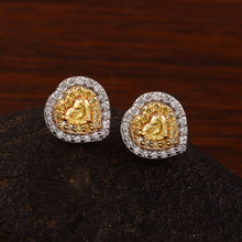 Load image into Gallery viewer, 1.26 CT DIAMOND YELLOW HEART SHAPE 14K YELLOW WHITE GOLD STUDS