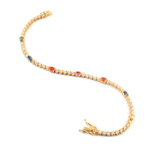 Load image into Gallery viewer, 0.95 CT DIAMOND & 14K YELLOW GOLD WITH MULTI SAPPHIRE BRACELET