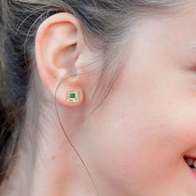 Load image into Gallery viewer, 0.85 CT DIAMOND BAGUETTE 14K YELLOW GOLD AND EMERALD STUDS EARRING