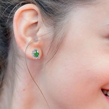Load image into Gallery viewer, 0.45 CT DIAMOND 14K WHITE GOLD EMERALD EARRING