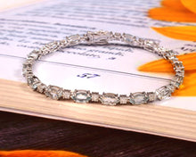 Load image into Gallery viewer, 1.60 CT DIAMOND & 14K WHITE GOLD AQUAMARINE AND DIAMOND BRACELET