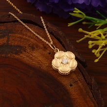 Load image into Gallery viewer, 0.10 CT DIAMOND & 14K YELLOW GOLD MATT PENDANT WITH CHAIN