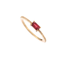 Load image into Gallery viewer, 0.14 CT DIAMOND & 14K YELLOW GOLD RING WITH RUBY