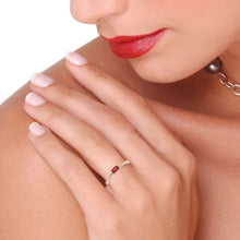 Load image into Gallery viewer, 0.14 CT DIAMOND & 14K YELLOW GOLD RING WITH RUBY