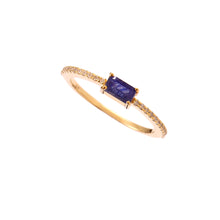 Load image into Gallery viewer, 0.14 CT DIAMOND & 14K YELLOW GOLD RING with sapphire