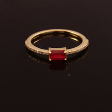 Load image into Gallery viewer, 0.14 CT DIAMOND & 14K YELLOW GOLD RING WITH RUBY