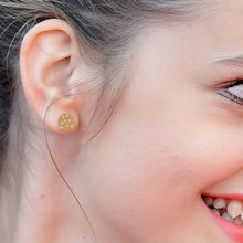 Load image into Gallery viewer, 0.15 CT DIAMOND & 14K YELLOW GOLD MATT FINISHED STUD EARRINGS