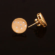 Load image into Gallery viewer, 0.15 CT DIAMOND & 14K YELLOW GOLD MATT FINISHED STUD EARRINGS
