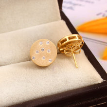 Load image into Gallery viewer, 0.15 CT DIAMOND & 14K YELLOW GOLD MATT FINISHED STUD EARRINGS