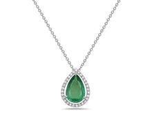 Load image into Gallery viewer, 0.15Ct Diamonds 1.00Ct Emerald 14K Gold Necklace