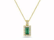 Load image into Gallery viewer, Halo Emerald Pendant Necklace 14K Gold
