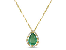 Load image into Gallery viewer, 0.15Ct Diamonds 1.00Ct Emerald 14K Gold Necklace
