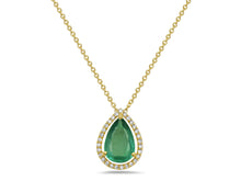 Load image into Gallery viewer, 0.15Ct Diamonds 1.00Ct Emerald 14K Gold Necklace