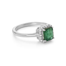 Load image into Gallery viewer, 0.20Ct Diamond 1.10Ct Emerald halo Ring 14K Gold