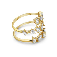 Load image into Gallery viewer, Diamond Spiral Ring 18k Yellow and White Gold