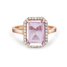 Load image into Gallery viewer, 0.22Crt Diamond & 1.95Crt Morganite Halo Ring in 14k Rose Gold