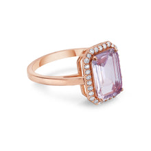 Load image into Gallery viewer, 0.22Crt Diamond & 1.95Crt Morganite Halo Ring in 14k Rose Gold